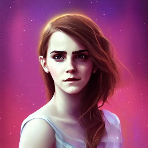 Prompt: Character Portrait of Emma Watson, Charlie Bowater art style, digital, fantasy, portrait,