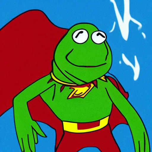 Prompt: kermit as superman