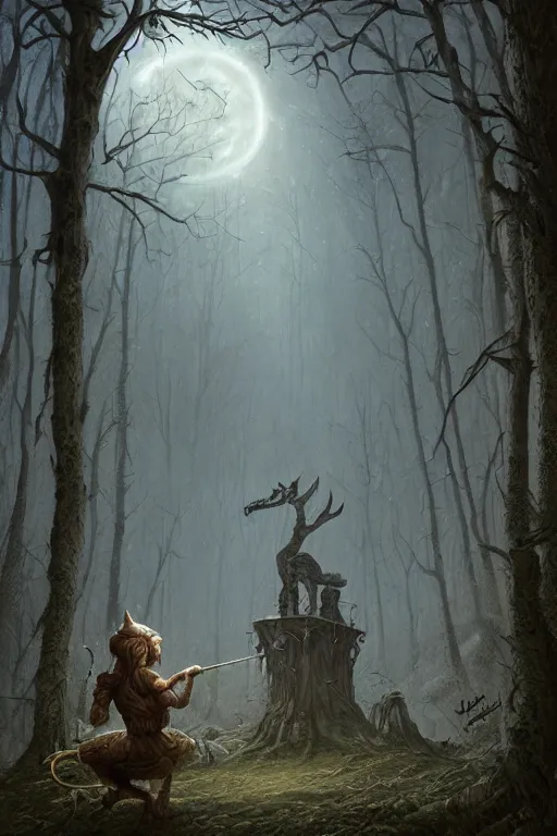 Image similar to werewolf hunter faeries lady digital art painting by hubert robert and lee madgwick and roger dean and jacek yerka, dan mumford and alex grey style, soft lighting, 4 k hd wallpaper illustration character design concept dark atmospheric lighting