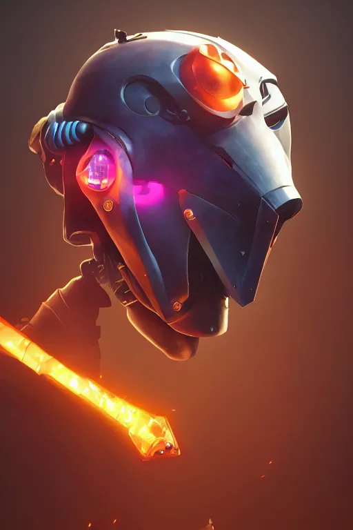 Image similar to epic mask helmet robot ninja portrait stylized as fornite style game design fanart by concept artist gervasio canda, behance hd by jesper ejsing, by rhads, makoto shinkai and lois van baarle, ilya kuvshinov, rossdraws global illumination radiating a glowing aura global illumination ray tracing hdr render in unreal engine 5