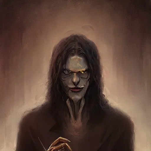 Prompt: greg rutkowski, anna podedworna, painting of slender spanish man, goatee, black wavy hair, d & d