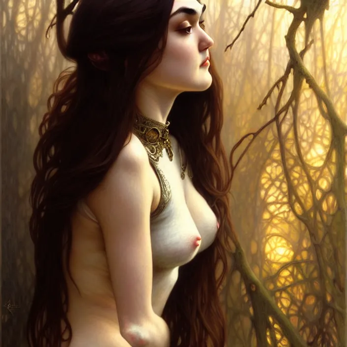 Image similar to ancient queen sasha grey, symetrical, diffuse lighting, fantasy, intricate, elegant, highly detailed, lifelike, photorealistic, digital painting, artstation, illustration, concept art, 4 k, smooth, sharp focus, art by john collier and albert aublet and krenz cushart and artem demura and alphonse mucha