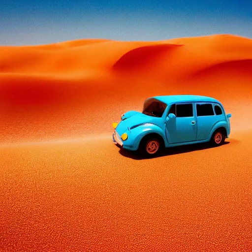 Image similar to a ladybug car driving through the sahara desert, bold natural colors, national geographic photography, masterpiece, full shot