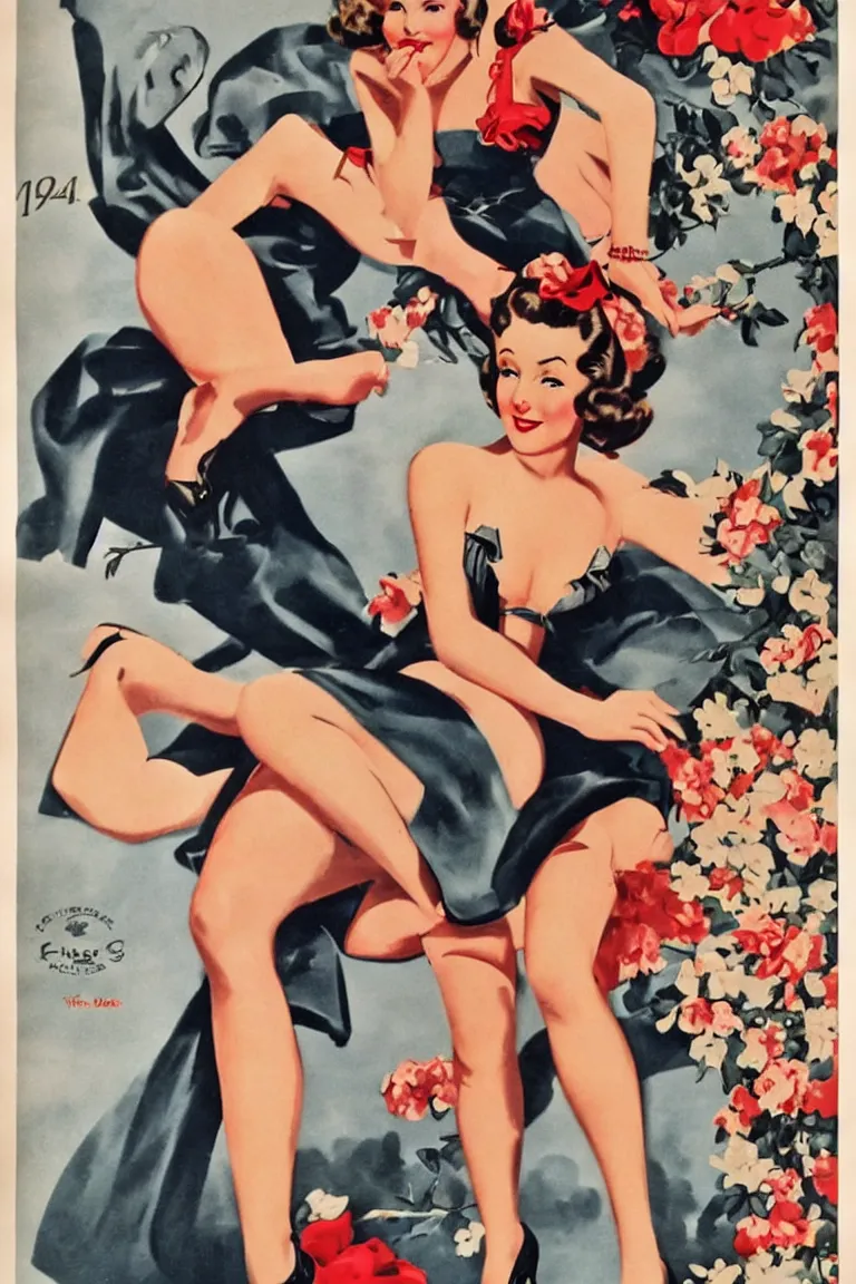 Prompt: 1 9 4 0 s vintage pinup girl posters