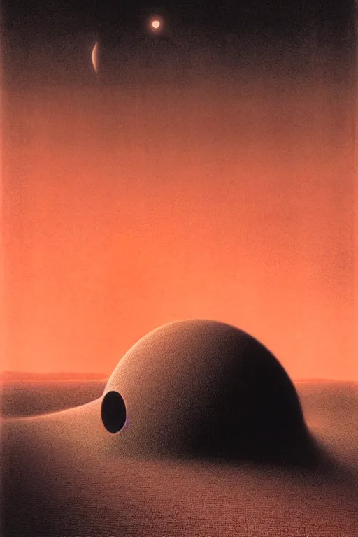 Image similar to emissary space by arthur haas and bruce pennington and john schoenherr, photo realism, cinematic matte painting, monochrome color palate, pink desert sunset,