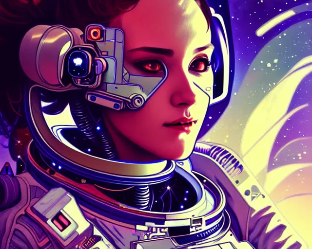 Image similar to psychoslayer, woman astronaut, intricate abstract. cyberpunk, being entered by machine, portrait, highly detailed, deep focus, elegant, digital painting, smooth, sharp focus, illustration, ultra realistic, 8 k, art by artgerm and alphonse mucha