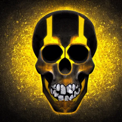 Image similar to symbol of a yellow star with a yellow skull in front with glowing eyes, digital art, epic lighting, 4 k