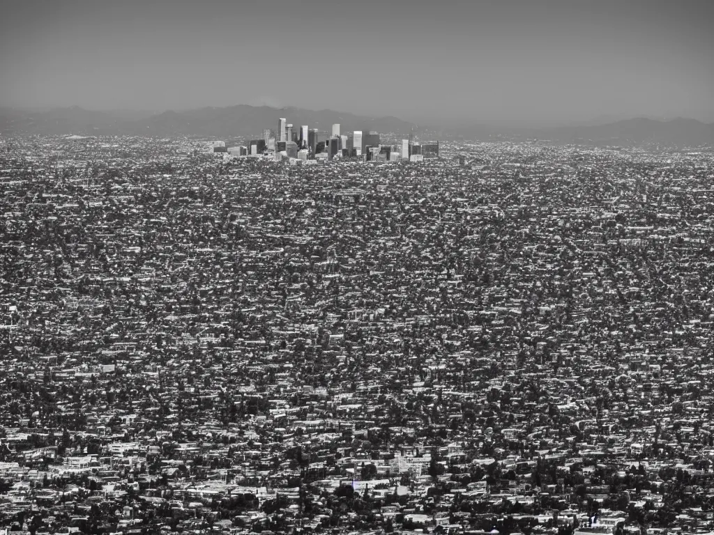 Image similar to “A black and white 90mm photo of Los Angeles”