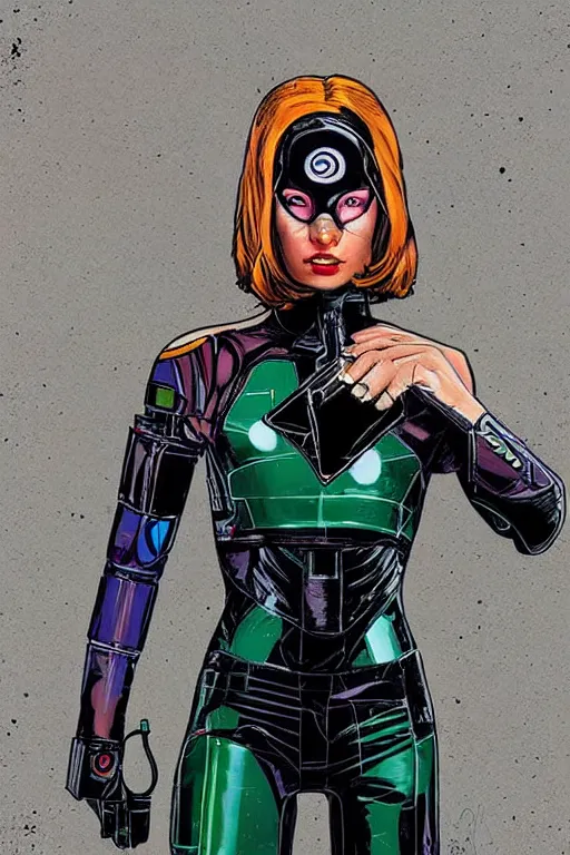 Image similar to full body painting of a female android, by MARVEL comics and Sandra Chevrier