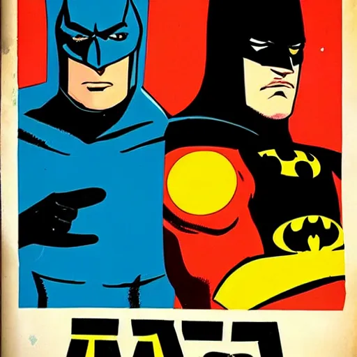 Image similar to batman and robin as a soviet propaganda poster