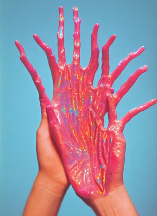 Prompt: realistic product photo of a hand covered in shriveling dead semi - translucent iridescent coral reef, emitting aura, the lighter is designed by dieter rams, 1 9 6 0, life magazine photo, natural colors, metropolitan museum, kodak, 8 k, very detailed, high resolution, product photo,