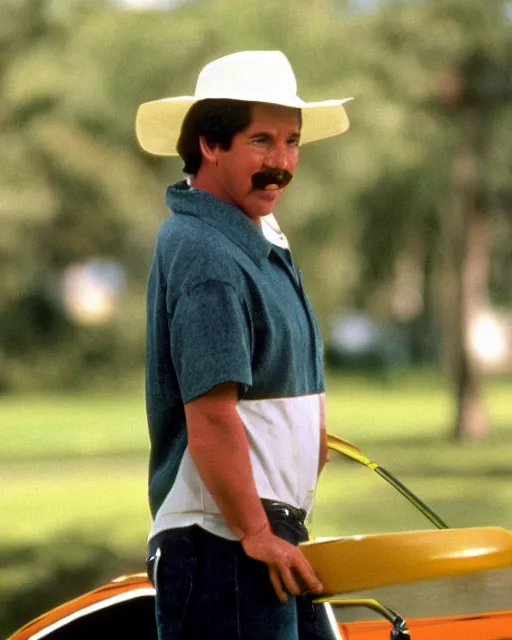 Image similar to Film still close-up shot of Val Kilmer as happy gilmore from the movie happy gilmore. Photographic, photography