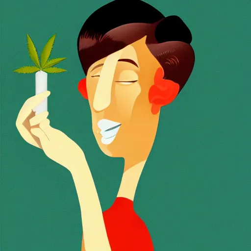 Image similar to cartoon portrait of a hard working australian woman with a paper joint of cannabis. octane 4 k render natural skin tones, by eyvind earle, female australian award winning illustration