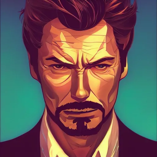 Image similar to Clint Eastwood as Tony Stark, ambient lighting, 4k, alphonse mucha, lois van baarle, ilya kuvshinov, rossdraws, artstation