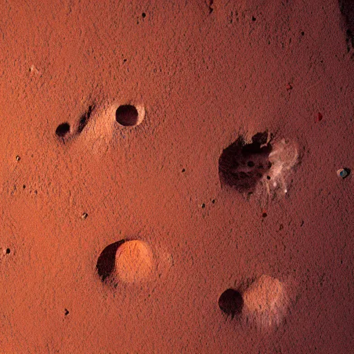 Image similar to painting of cat paw imprint on a mars surface, style of greg rutkowski