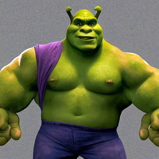 Image similar to Shrek as The Hulk