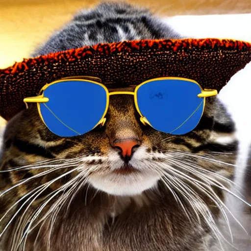 photo of ergypcian mau cat wearing sunglasses and hat | Stable ...