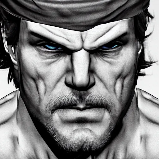 Image similar to An ultra realistic portrait of Solid Snake in Maracaibo, 4k, Ultra realistic, Highly detailed,