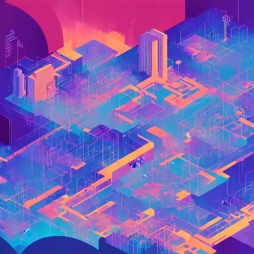 Prompt: illustration of a data-center architecture schema, connector, firewall, cloud, security, datastream or river, painting by Jules Julien, Leslie David and Lisa Frank and Peter Mohrbacher and Alena Aenami and Dave LaChapelle muted colors with minimalism