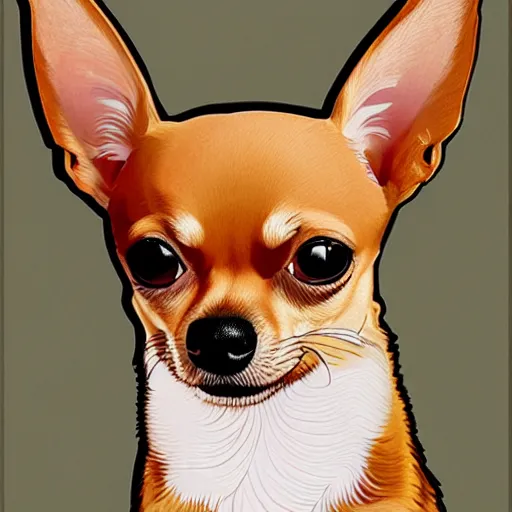 Prompt: portrait of a chihuahua looking happy, by martin ansin, highly detailed, cinematic, extremely detailed, high quality