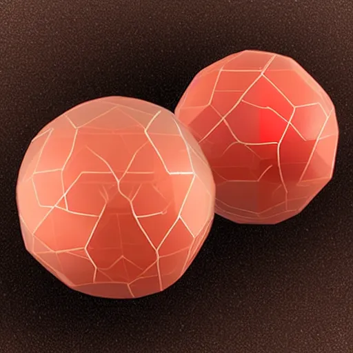 Prompt: sunstone spheres on a red cube