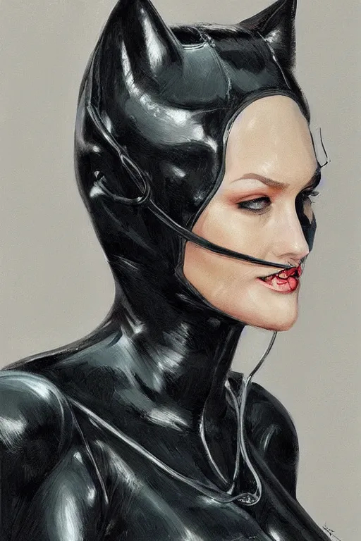 Image similar to portrait of Catwoman by Julia Razumova, Albert Aublet, and Sam Spratt trending on artstation