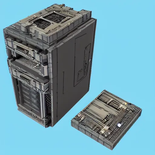 Prompt: settlement inside a computer case. voxel art