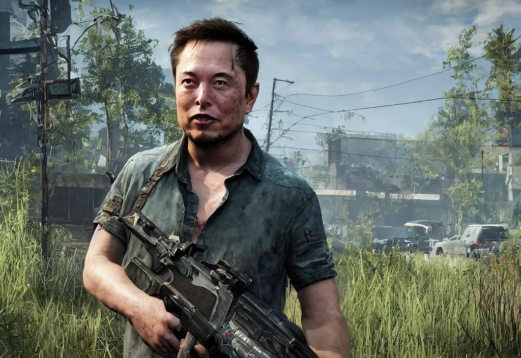 Image similar to elon musk in the last of us, elon musk in the video game in the last of us, gameplay screenshot, close up, 3 d rendering. unreal engine. amazing likeness. very detailed.