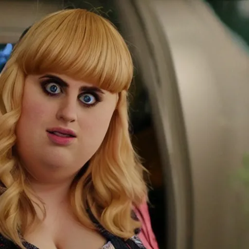 Prompt: movie still of rebel wilson as the star of the mask