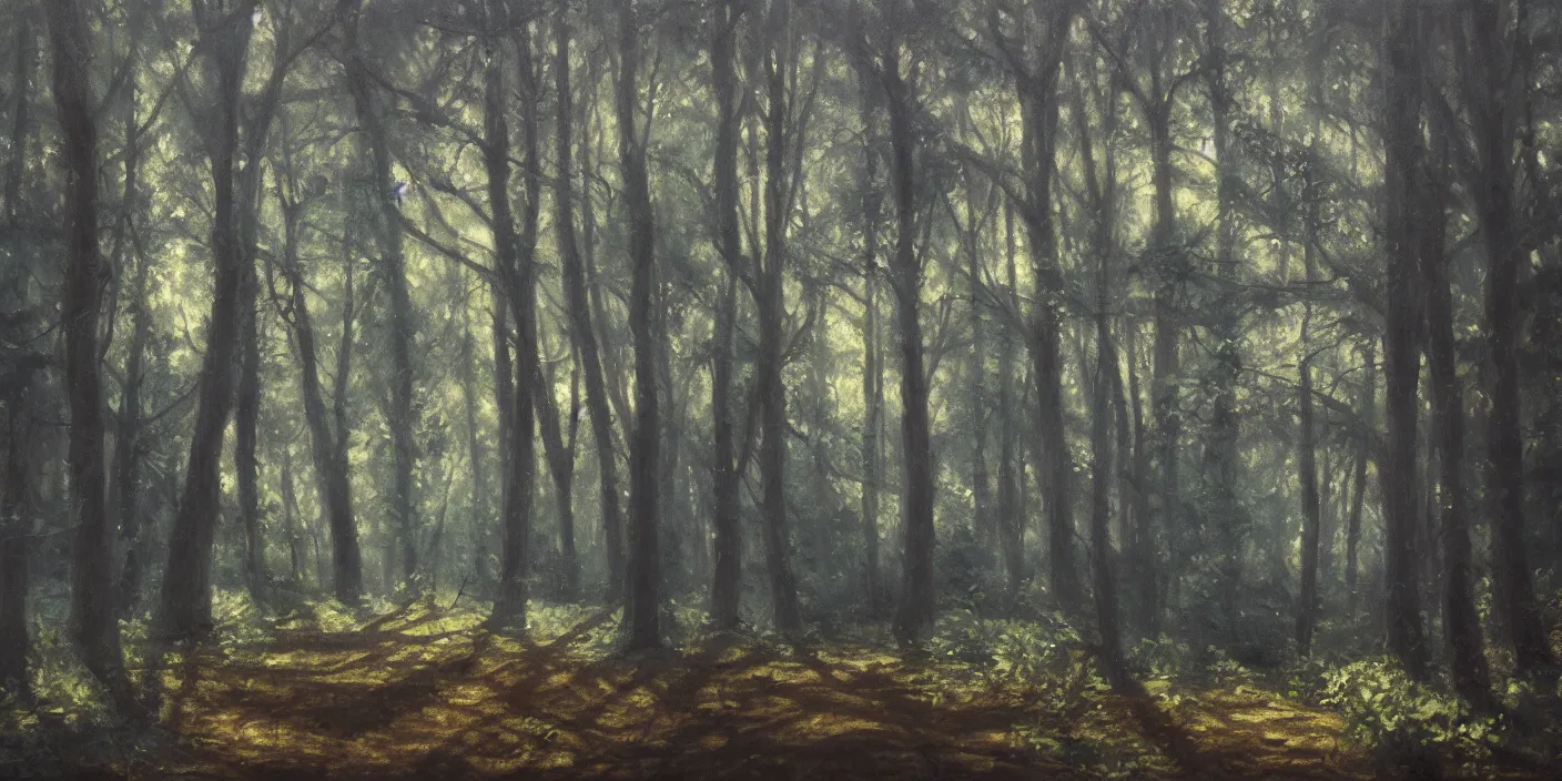 Prompt: the woods, cinematic lighting, detailed oil painting, hyperrealistic, 8k