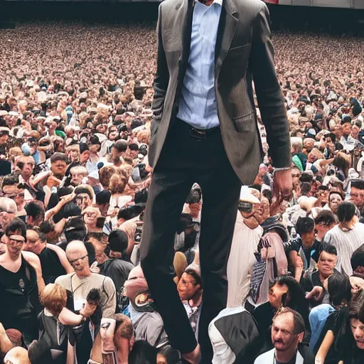Image similar to a 7 foot tall man walking among the crowd