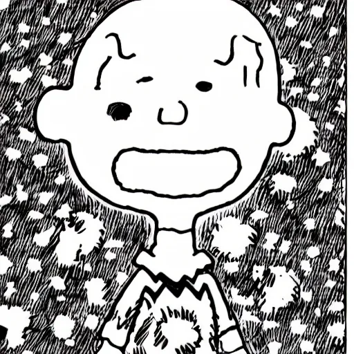 Prompt: charlie brown in a Junji Ito manga