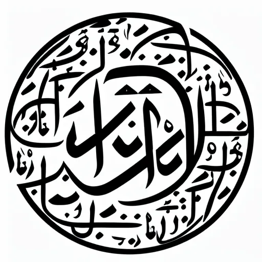 Image similar to arabic calligraphy of alchemy symbols, black in white background