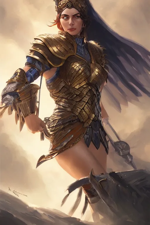 Image similar to amazon valkyrie athena, d & d, fantasy, portrait, highly detailed, headshot, digital painting, trending on artstation, concept art, sharp focus, illustration, art by artgerm and greg rutkowski and magali villeneuve