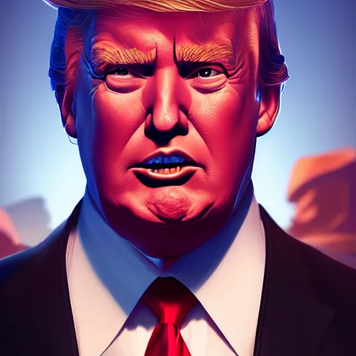 Image similar to Portrait of Donald Trump, Blizzard concept art, global illumination lighting, artstation lois van baarle, ilya kuvshinov, rossdraws