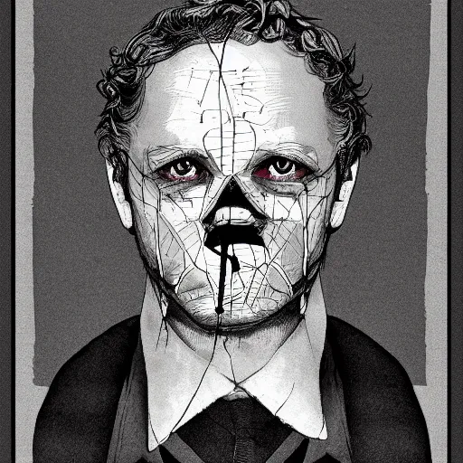 Image similar to ! dream hannibal lector, in the style of charles dulac. symmetry, smooth, sharp focus, semi - realism, intricate detail