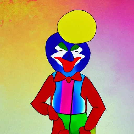 Prompt: A colorful clown, crazy, funny, stupid, digital art