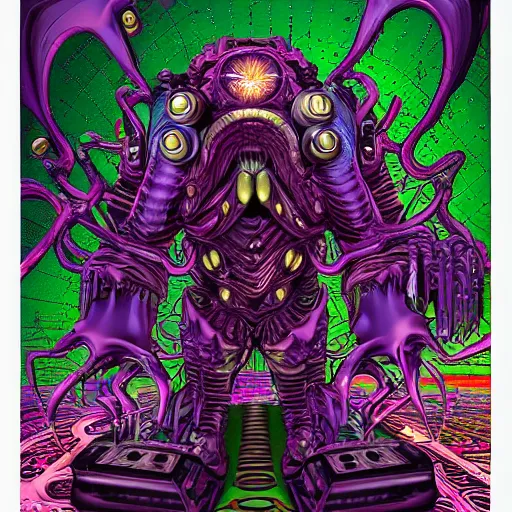 Prompt: hyper-maximalist overdetailed comic monster by beastwreckstuff and jimbo phillips. Cosmic horror infused retrofuturist style. Rendered by binx.ly in discodiffusion. Render by machine.delusions. Sharp focus.