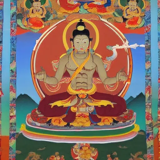 Image similar to a beautiful thangka of wukong