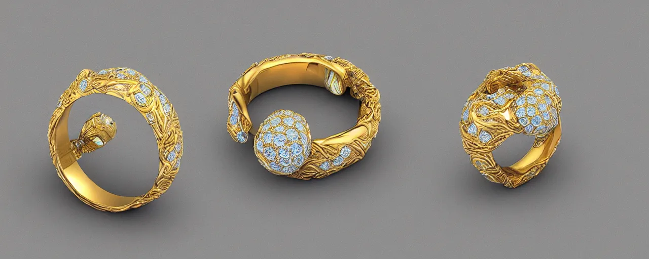 Prompt: simple golden magic crystal ring, ice, blue, gold, smooth, crystal, engravings, diamonds, product design, jewelry, colorful, art by gerald brom, greg rutkowski and artgerm, photo realism, unreal engine, c 4 d