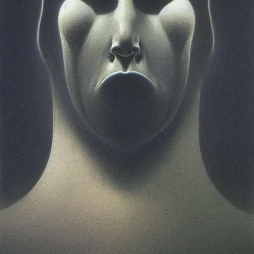 Image similar to a portrait of a creature by zdzisław beksiński