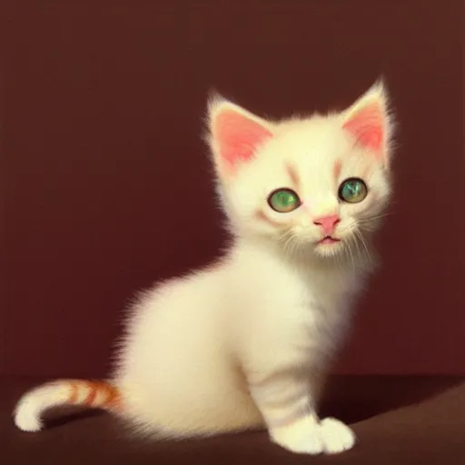 Prompt: hyper realistic cute [[[[fluffy]]]] calico kitten by Edward Hopper and James Gilleard, Zdzislaw Beksisnski, higly detailed