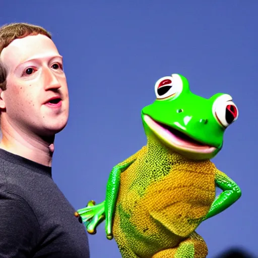 Image similar to mark zuckerberg holding a frog