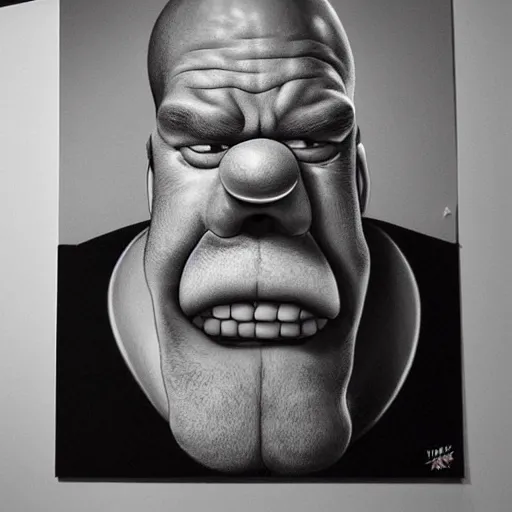 Image similar to realistic portrait of homer simpson drooling with his mouth wide open, by artgerm