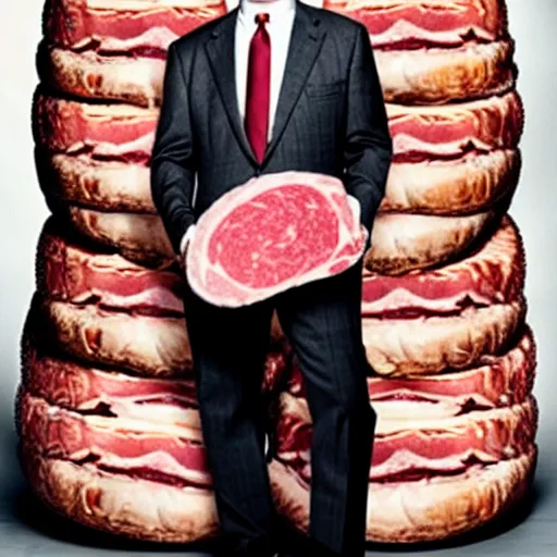 Image similar to uhd john hamm made entirely of ram ham and spam. ham john hamm. correct face. photo by annie leibowitz.