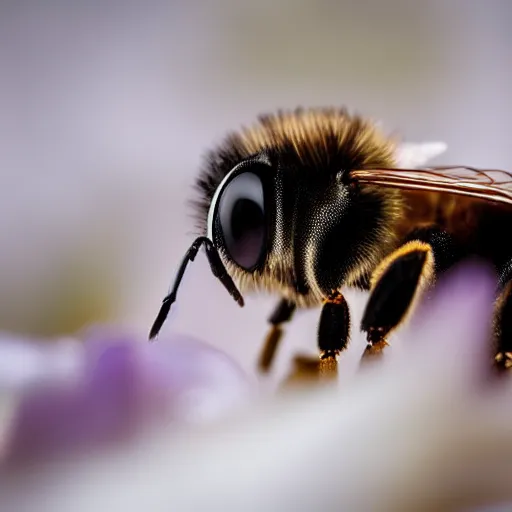 Image similar to a bee trying to reach a huge snowflake, beautiful macro photography, ambient light