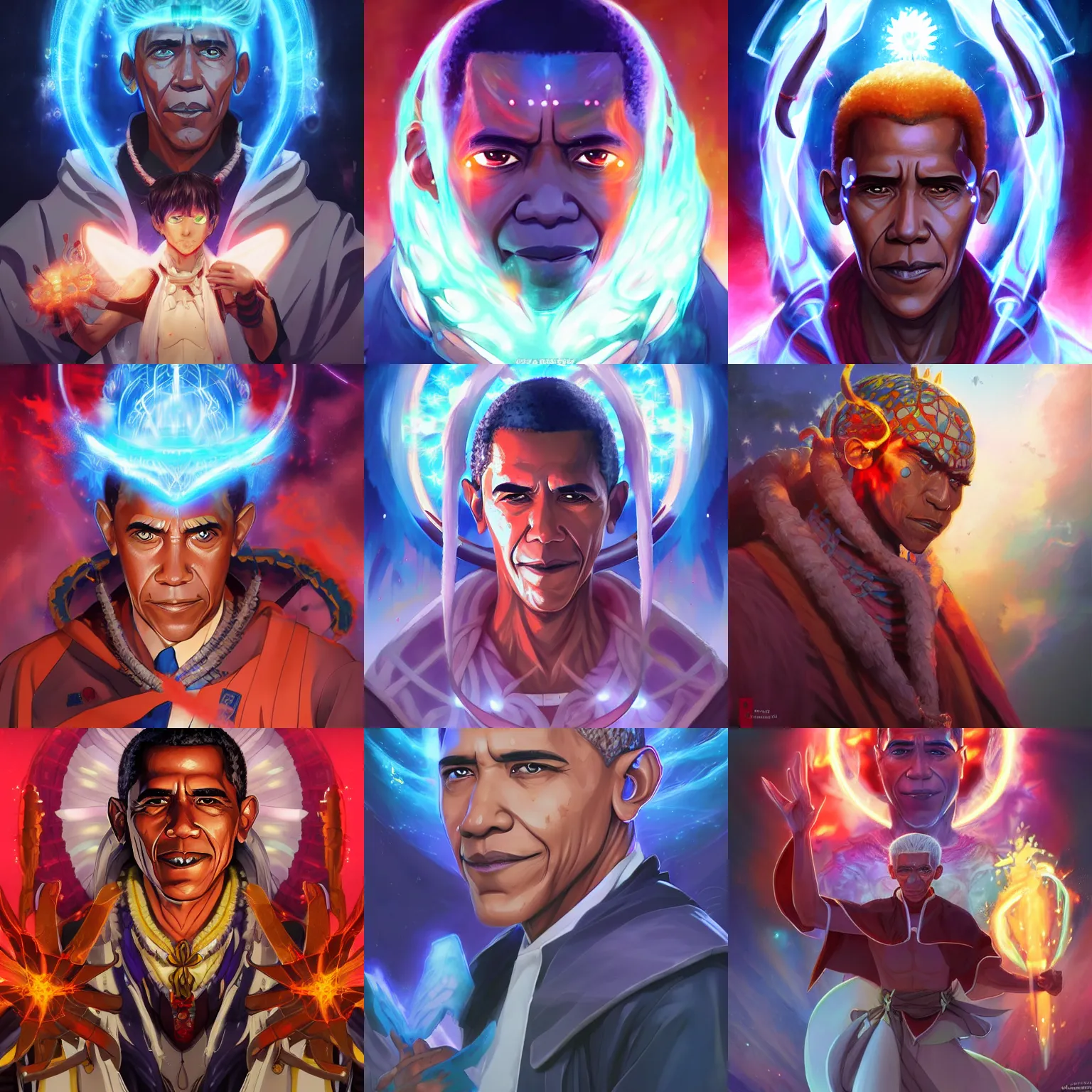 Prompt: anime portrait of Barack Obama as a shaman yedi using dark force to eliminate trump as an anime antagonist by Stanley Artgerm Lau, WLOP, Rossdraws, James Jean, Andrei Riabovitchev, Marc Simonetti, and Sakimichan, trending on artstation