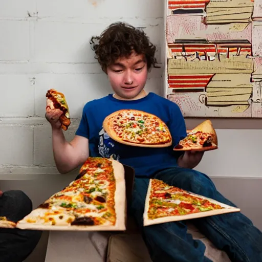 Image similar to anna forsterling and saul bromberger, pulitzer, photorealistic / kids in nowhere eat pizza