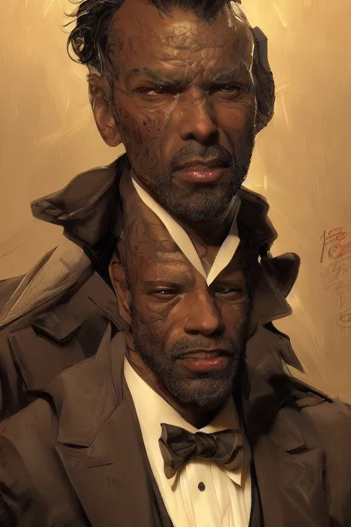 Image similar to portrait of James Cage White, millionaire suit, evil mastermind, fantasy, intricate, realistic, cinematic lighting, highly detailed, digital painting, Artstation, concept art, smooth, sharp focus, illustration, art by Artgerm and Greg Rutkowski and Alphonse Mucha