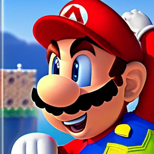 Image similar to Hyper realistic photo of Mario from Super Mario Bros